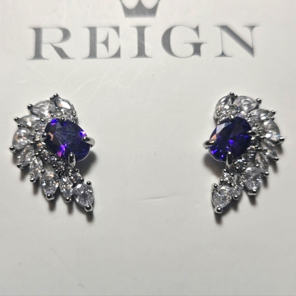 Bomb Party Earrings Never Fear The Flames Violet Cubic Zirconia Silver Plating‎ - Picture 7 of 7